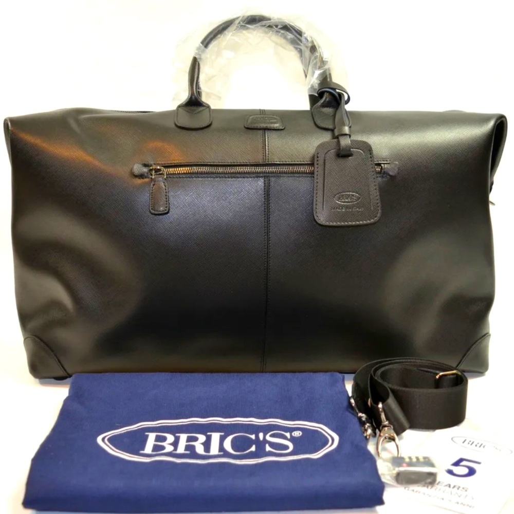 BRIC'S MILANO Varese Holdall Bag - Tuscan Saffiano Leather (Black) Made in Italy